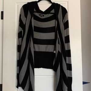Express black and grey stripped cardigan
